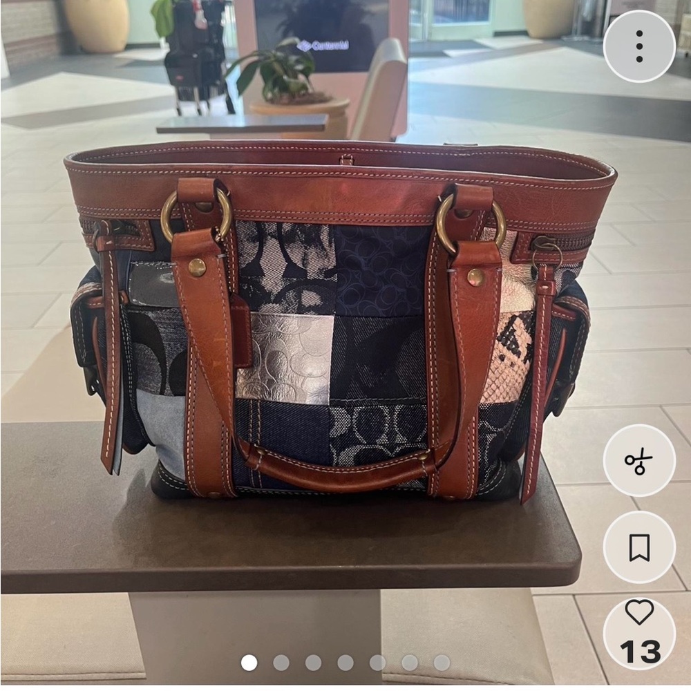 SOLD-Coach denim and leather Patchwork Tote